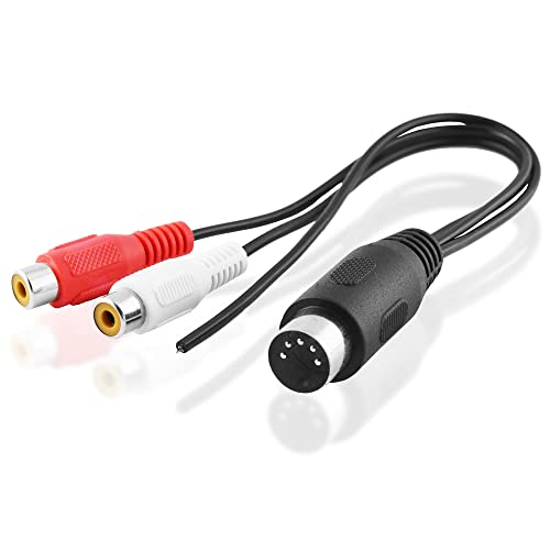 BestPlug 20cm Y Audio Stereo Kabel Adapter Verteiler Splitter Weiche, 1 5pol MIDI Stecker männlich auf 2 L-R Cinch Buchse Kupplung weiblich + Masse, Schwarz von BestPlug