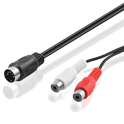 BestPlug 20cm Y Audio Stereo Kabel Adapter Verteiler Splitter Weiche, 2 L-R Cinch Buchse Kupplung weiblich auf 1 5pol MIDI Stecker männlich, Schwarz von BestPlug