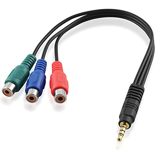 BestPlug 20cm Y Video RGB Composite RCA Aux in Out Kabel Adapter, 3 Cinch Buchse Kupplung weiblich auf 1 3,5mm Stereo Klinke Stecker männlich, geeignet für HD FullHD, Schwarz von BestPlug