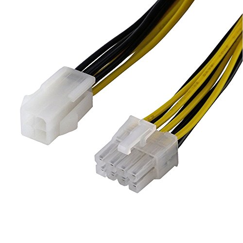 BestPlug 20cm internes PCI Strom-Kabel Adapter 12V für Computer, P4 Buchse Kupplung weiblich auf 8pol Power Stecker männlich von BestPlug