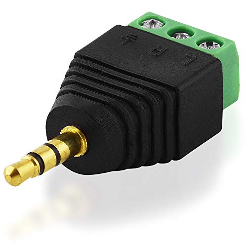 BestPlug 3,5mm Stereo Audio Klinke Adapter Terminal Stecker Aux in Out mit 3 Kontakten, Schraubversion, Schwarz von BestPlug