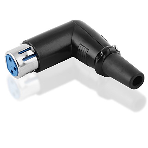 BestPlug 3 polige Audio XLR Mikrofon Buchse Kupplung weiblich 90° abgewinkelt, Metallausführung, Schwarz von BestPlug