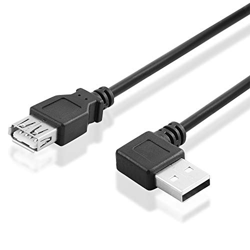 BestPlug 30cm 2.0 USB Kabel Verlängerung, USB A-Buchse Kupplung weiblich gerade auf USB A-Stecker männlich 90° nach rechts abgewinkelt, High Speed, Schwarz von BestPlug