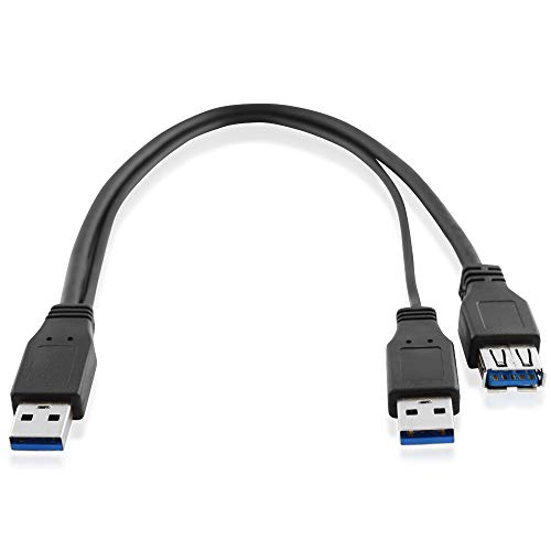 BestPlug 30cm Y 3.0 USB Kabel Verteiler Splitter Weiche, 2 USB A-Stecker männlich auf 1 USB A-Buchse Kupplung weiblich, Übertragungsrate, Schwarz von BestPlug