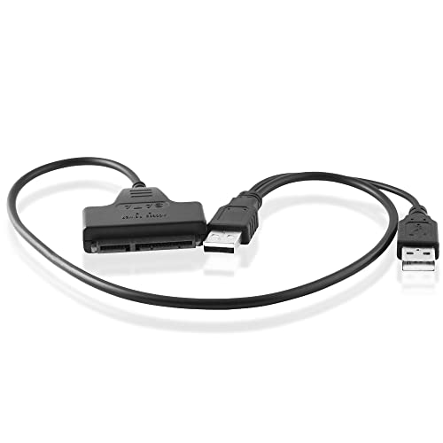 BestPlug 40cm Y 2.0 USB Kabel Adapter, 2 USB A-Stecker auf SATA I/II Stecker, High Speed, Schwarz von BestPlug