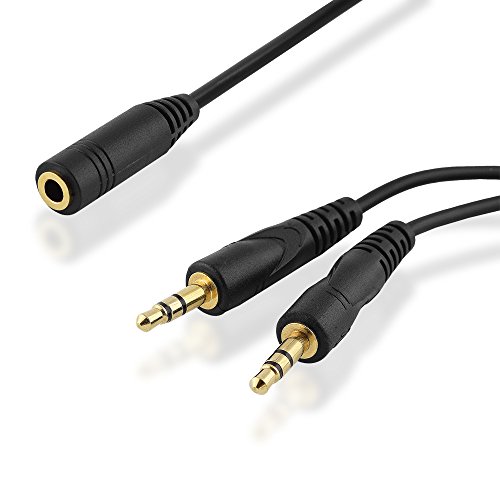 BestPlug 40cm Y Stereo Aux in Out Kabel Adapter Verteiler Splitter Weiche, 2 3,5mm Klinke Stecker männlich auf 1 Buchse Kupplung weiblich vergoldet, Schwarz von BestPlug