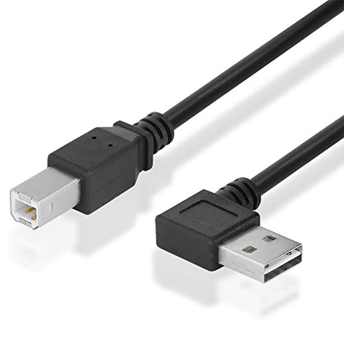 BestPlug 5 Meter 2.0 USB Kabel, Easy USB A-Stecker 90° abgewinkelt auf USB B-Stecker, High Speed, Schwarz von BestPlug