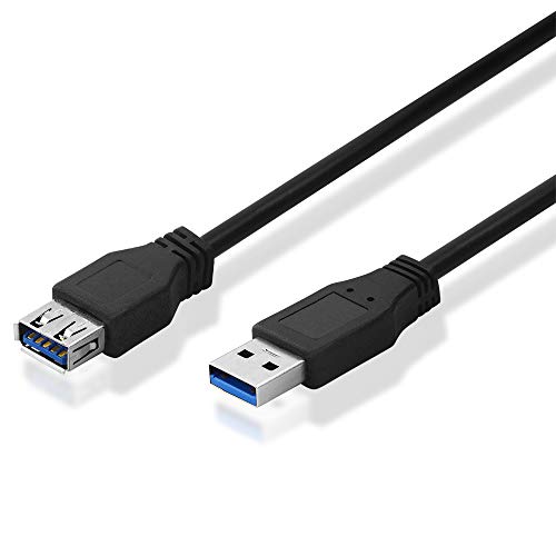 BestPlug 5 Meter 3.0 USB Kabel, USB A-Stecker männlich auf USB A-Buchse Kupplung weiblich, 5000 Mbit s Übertragungsrate, Schwarz von BestPlug