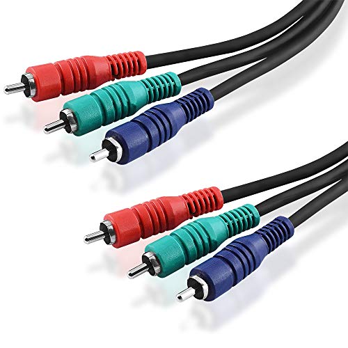 BestPlug 5 Meter RGB Video Kabel, 3 Cinch Stecker auf 3 Chinch Stecker, geeignet für HD FullHD, Schwarz von BestPlug