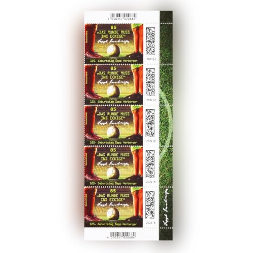 BestPlug 5 Stück 0,85 EUR 85 Cent postfrische Briefmarken nassklebend + Gutschein | Frankaturware Markenset (Motiv: 125. Geburtstag Sepp Herberger) von BestPlug
