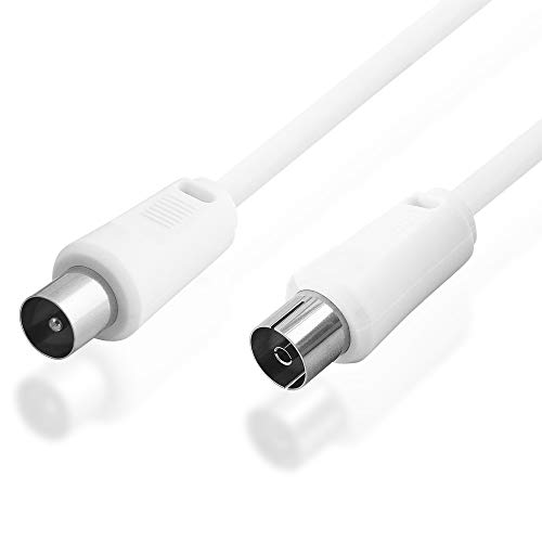 BestPlug 50cm Antennen-Kabel 75Ohm, Koax Stecker männlich auf Koax Buchse Kupplung weiblich, geeignet für 3D SD HD FullHD UHD 4K, Weiss (verbesserte Ausführung) von BestPlug