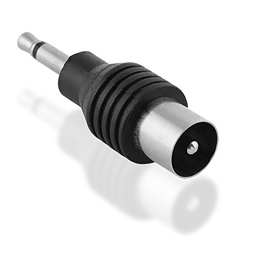 BestPlug Audio Video Antennen-Adapter Aux in Out, 3,5mm Mono Klinke Stecker auf Koax Stecker, Schwarz von BestPlug