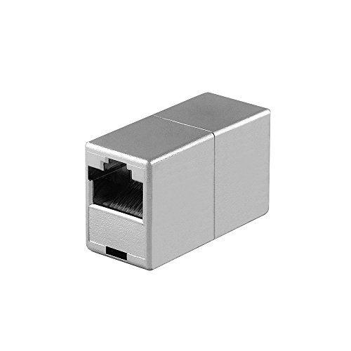 BestPlug DSL CAT 6 RJ45 Modular Adapter - RJ45 Buchse auf RJ45 Buchse - Ethernet Netzwerk Kupplung extra schmal in Silber - ABS geschirmt - LAN Kabel Verbinder - Netzwerkoppler für Patchkabel von BestPlug