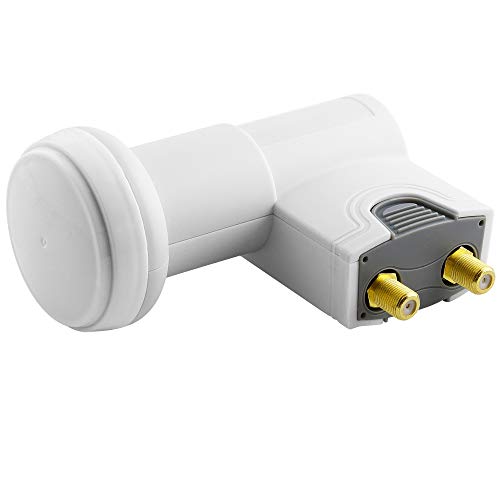 BestPlug Digitaler universal Satellit Twin LNB Empfänger mit 2 F-Buchse für direkten Anschluss von 2 Sat-Receivern, geeignet für 3D SD HD FullHD UHD 4K, Weiss von BestPlug