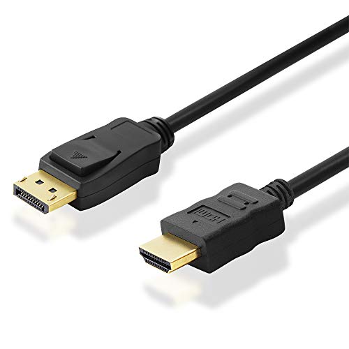 BestPlug DisplayPort auf HDMI Kabel - 2m Verbindungskabel schwarz doppelt geschirmt - DisplayPort (DP) Stecker zu HDMI Stecker vergoldet - für HD, FullHD, UHD, 4K, 3D von BestPlug