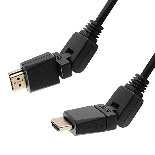 BestPlug HDMI Kabel 2m Universal - doppelter Gelenk-Stecker - flexibel, drehbar, schwenkbar - HDMI Stecker auf HDMI Stecker vergoldet,mit Ethernet & High Speed, für HD, FullHD, UHD, 4K, 3D, Schwarz von BestPlug