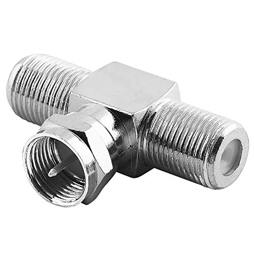 BestPlug Sat LNB T Adapter Verteiler Splitter Weiche, 1 F-Stecker männlich auf 2 F-Buchse Kupplung weiblich, geeignet für 3D SD HD FullHD UHD 4K, Metallausführung von BestPlug