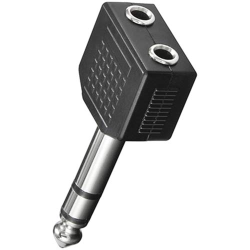 BestPlug Y Audio Stereo Adapter Verteiler Splitter Weiche Aux in Out, 2 3,5mm Klinke Buchse Kupplung weiblich auf 1 6,3mm Klinke Stecker männlich, Schwarz von BestPlug
