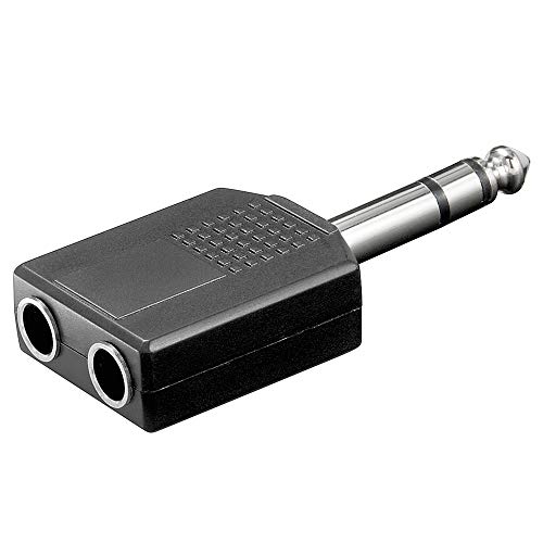 BestPlug Y Audio Stereo Aux in Out Adapter Verteiler Splitter Weiche, 1 6,3mm Klinke Stecker männlich auf 2 6,3mm Klinke Buchse Kupplung weiblich, Schwarz von BestPlug