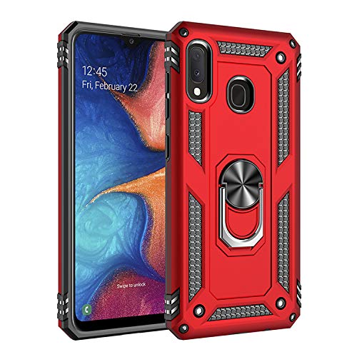 BestST Galaxy A20e Hülle, für Samsung Galaxy A20e Schutzhülle 360 Grad Drehbar Ringhalter mit Magnetischer Handyhalter Auto Handy hülle + Displayschutz - Rot von BestST