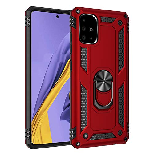 BestST Galaxy A51,Galaxy M40S Hülle, für Samsung Galaxy A51,Galaxy M40S Schutzhülle + Displayschutz 360 Grad Drehbar Ringhalter mit Magnetischer Handyhalter Auto Handy hülle- Rot von BestST