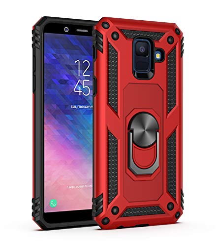 BestST Galaxy A6 2018 Hülle für Samsung Galaxy A6 2018 Schutzhülle 360 Grad Drehbar Ringhalter mit Magnetischer Handyhalter Auto Handy hülle + Displayschutz - Rot von BestST