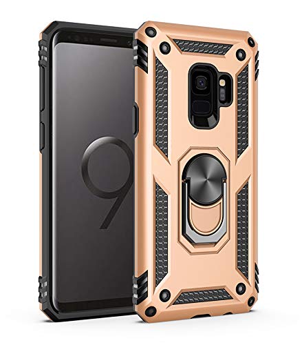 BestST Galaxy S9+ Plus Premium Hart PC 360 Grad Hülle Samsung S9+ Plus Hülle + Displayschutz,360°drehbarer Smartphone Fingerhalter Case Weiche Silikon TPU Hart PC Hülle für Samsung Galaxy S9+ Plus von BestST