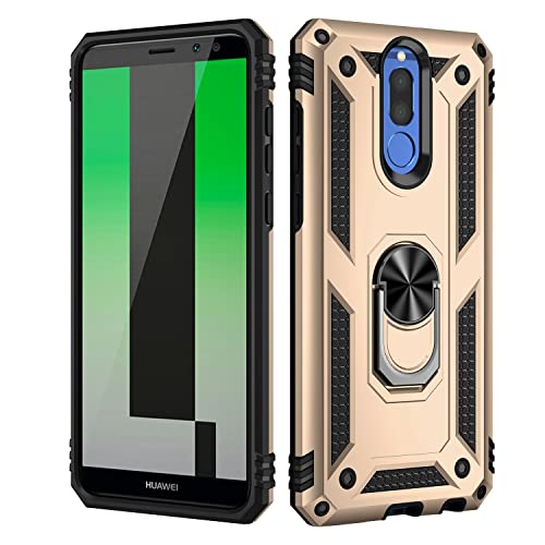 BestST Handyhülle für Huawei Mate 10 lite + Displayschutz, Cover für Huawei Mate 10 lite hülle, 360 Grad Drehbar Ringhalter Handytasche Case für Huawei Mate 10 lite Handy Hüllen,Gold von BestST