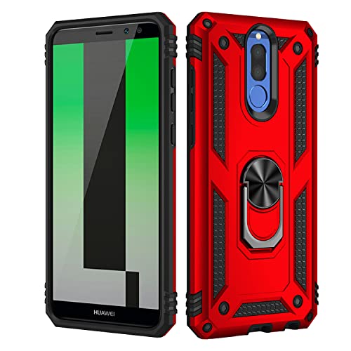 BestST Handyhülle für Huawei Mate 10 lite + Displayschutz, Cover für Huawei Mate 10 lite hülle, 360 Grad Drehbar Ringhalter Handytasche Case für Huawei Mate 10 lite Handy Hüllen,Rot von BestST