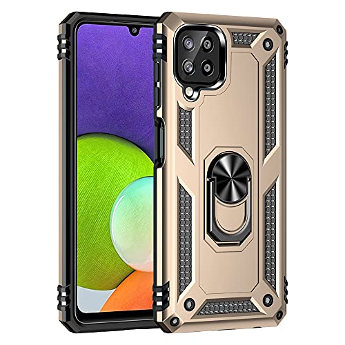BestST Handyhülle für Samsung Galaxy A22 4G/M32 4G + Displayschutz, Cover für Samsung A22 4G/M32 4G hülle, 360 Grad Drehbar Ringhalter Handytasche Case Handy Hüllen,Gold von BestST
