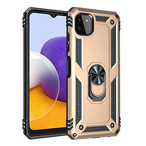 BestST Hülle für Samsung Galaxy A22 5G (No 4G) + schutzfolie,Handyhülle Samsung A22 5G (No 4G) Cover,Armor Stoßfest TPU PC Schutzhülle Ringhalter Handytasche Case, Blau von BestST