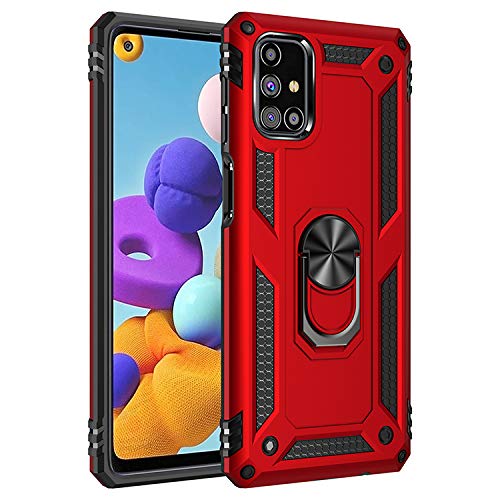 BestST Handyhülle für Samsung Galaxy M51 + Displayschutz, Cover für Samsung M51 hülle, 360 Grad Drehbar Ringhalter Handytasche Case für Samsung Galaxy M51 Handy Hüllen,Rot von BestST