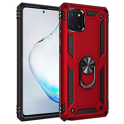 BestST Handyhülle für Samsung Galaxy Note 10 Lite/A81/M60S + HD Displayschutz, Cover für Samsung Note 10 Lite/A81/M60S hülle, 360 Grad Drehbar Ringhalter Handytasche Case Handy Hüllen,Rot von BestST