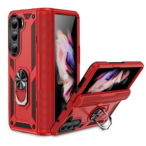 BestST Handyhülle für Samsung Galaxy Z Fold5 5G, Cover für Samsung Z Fold5 5G hülle, 360 Grad Drehbar Ringhalter Handytasche Case Handy Hüllen,Rot von BestST