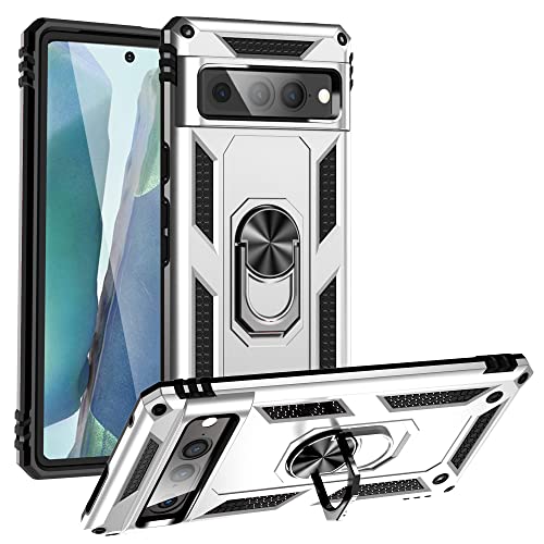 BestST Hülle für Google Pixel 7 Pro + schutzfolie, Militärische Armor Hybrid Schutzhülle Silikon Stoßfest Bumper Cover Case Ringhalter Handytasche Handy Hüllen,Silber BestST Hülle für Google Pixel 7 Pro + schutzfolie, Militärische Armor Hybrid Schutzhülle Silikon Stoßfest Bumper Cover Case Ringhalter Handytasche Handy Hüllen,Silber von BestST