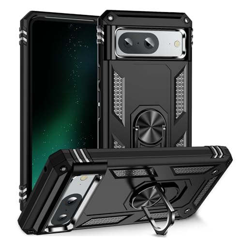 BestST Hülle für Google Pixel 8 Cover + HD schutzfolie, Armor Stoßfest TPU PC Schutzhülle Ringhalter Handytasche Case Handy Hüllen, Schwarz BestST Hülle für Google Pixel 8 Cover + HD schutzfolie, Armor Stoßfest TPU PC Schutzhülle Ringhalter Handytasche Case Handy Hüllen, Schwarz von BestST