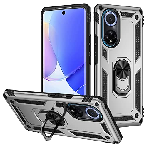 BestST Hülle für Huawei nova 9 + schutzfolie,Handyhülle Huawei nova 9/Honor 50 Cover,Armor Stoßfest TPU PC Schutzhülle Ringhalter Handytasche Case für Huawei nova 9/Honor 50 Handy Hüllen,Silber von BestST