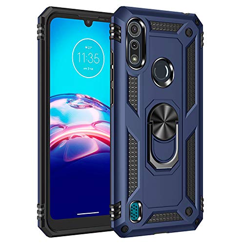 BestST Hülle für Motorola Moto E6i/Moto E6s 2020 + schutzfolie,Handyhülle Samsung A32 5G/M32 5G Cover,Armor Stoßfest TPU PC Schutzhülle Ringhalter Handytasche Case, Blau von BestST