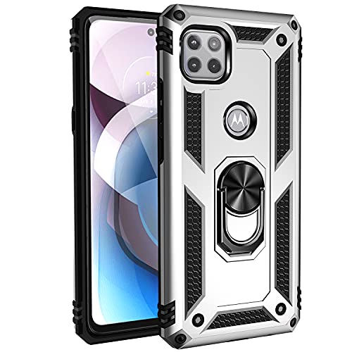 BestST Hülle für Motorola Moto G 5G/One 5G Ace + schutzfolie,Handyhülle für Moto G 5G/One 5G Ace Cover,Armor Stoßfest TPU PC Schutzhülle Ringhalter Handytasche Case Handy Hüllen,Silber BestST Hülle für Motorola Moto G 5G/One 5G Ace + schutzfolie,Handyhülle für Moto G 5G/One 5G Ace Cover,Armor Stoßfest TPU PC Schutzhülle Ringhalter Handytasche Case Handy Hüllen,Silber von BestST