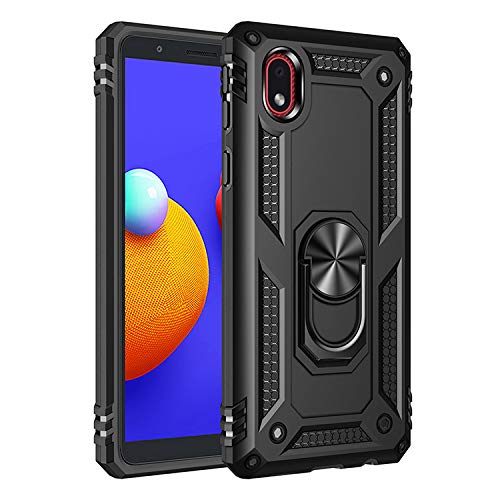 BestST Hülle für Samsung Galaxy A01 Core/M01 Core/A3 Core + schutzfolie,Handyhülle Cover,Armor Stoßfest TPU PC Schutzhülle Ringhalter Handytasche Case für Samsung A01 Core Handy Hüllen,Schwarz von BestST