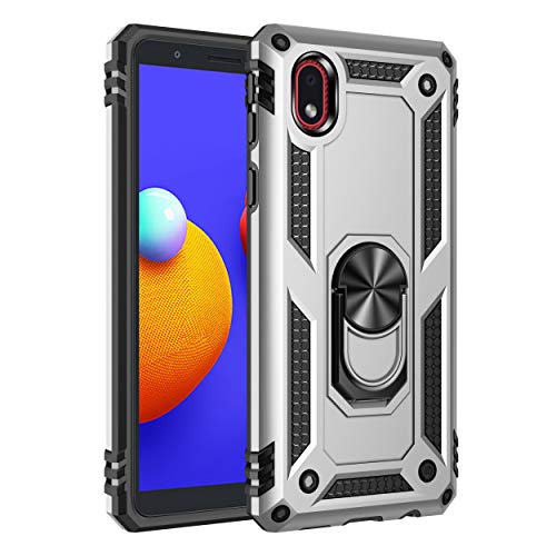 BestST Hülle für Samsung Galaxy A01 Core/M01 Core/A3 Core + schutzfolie,Handyhülle Cover,Armor Stoßfest TPU PC Schutzhülle Ringhalter Handytasche Case für Samsung A01 Core Handy Hüllen,Silber von BestST