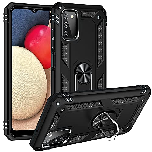 BestST Hülle für Samsung Galaxy A03S Cover, HD schutzfolie, Armor Stoßfest TPU PC Schutzhülle Ringhalter Handytasche Case Handy Hüllen, Schwarz von BestST