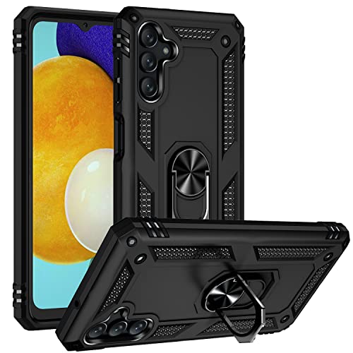 BestST Hülle für Samsung Galaxy A04/A04S/A13 5G Cover, HD schutzfolie, Armor Stoßfest TPU PC Schutzhülle Ringhalter Handytasche Case Handy Hüllen, Schwarz von BestST