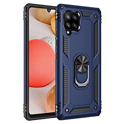 BestST Hülle für Samsung Galaxy A42 5G + schutzfolie,Handyhülle Samsung A42 5G Cover,Armor Stoßfest TPU PC Schutzhülle Ringhalter Handytasche Case für Samsung Galaxy A42 5G Handy Hüllen,Blau von BestST