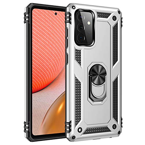 BestST Hülle für Samsung Galaxy A72 5G/A72 4G + schutzfolie, Militärische Armor Hybrid Schutzhülle Silikon Stoßfest Bumper Cover Case Ringhalter Handytasche Handy Hüllen,Silber BestST Hülle für Samsung Galaxy A72 5G/A72 4G + schutzfolie, Militärische Armor Hybrid Schutzhülle Silikon Stoßfest Bumper Cover Case Ringhalter Handytasche Handy Hüllen,Silber von BestST
