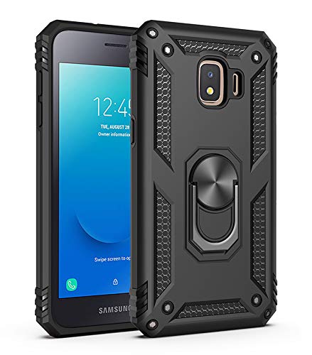 BestST Hülle für Samsung Galaxy J2 Core 2018 Cover, HD schutzfolie, Armor Stoßfest TPU PC Schutzhülle Ringhalter Handytasche Case Handy Hüllen, Schwarz von BestST