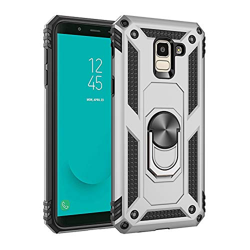 BestST Hülle für Samsung Galaxy J5 2017/J530 + schutzfolie, Militärische Armor Hybrid Schutzhülle Silikon Stoßfest Bumper Cover Case Ringhalter Handytasche Handy Hüllen,Silber von BestST