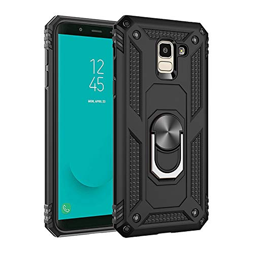 BestST Hülle für Samsung Galaxy J6 2018 Cover, HD schutzfolie, Armor Stoßfest TPU PC Schutzhülle Ringhalter Handytasche Case Handy Hüllen, Schwarz von BestST