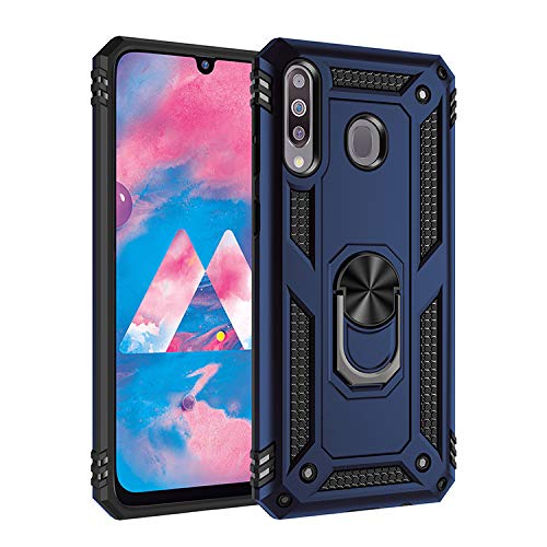 BestST Hülle für Samsung Galaxy M30/Galaxy A40S + schutzfolie,Handyhülle Samsung M30/Galaxy A40S Cover,Armor Stoßfest TPU PC Schutzhülle Ringhalter Handytasche Case, Blau von BestST