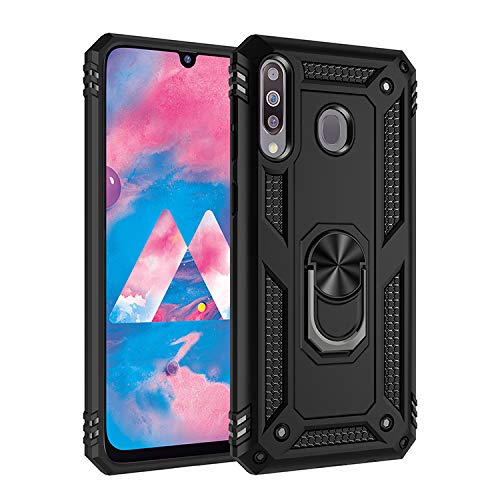 BestST Hülle für Samsung Galaxy M30/Galaxy A40S Cover, HD schutzfolie, Armor Stoßfest TPU PC Schutzhülle Ringhalter Handytasche Case Handy Hüllen, Schwarz von BestST